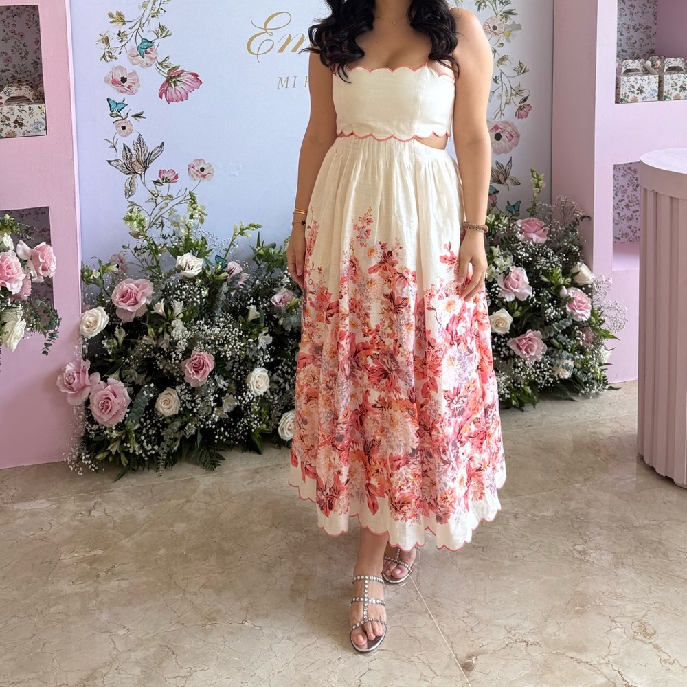 Zimmermann Devi Scalloped Cutout Midi Dress - Picture 2 of 8